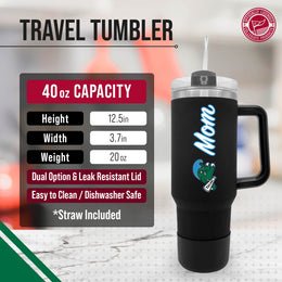 Tulane Green Wave Collegiate 40oz Stainless Steel Travel Tumbler with Handle for Mom - Black