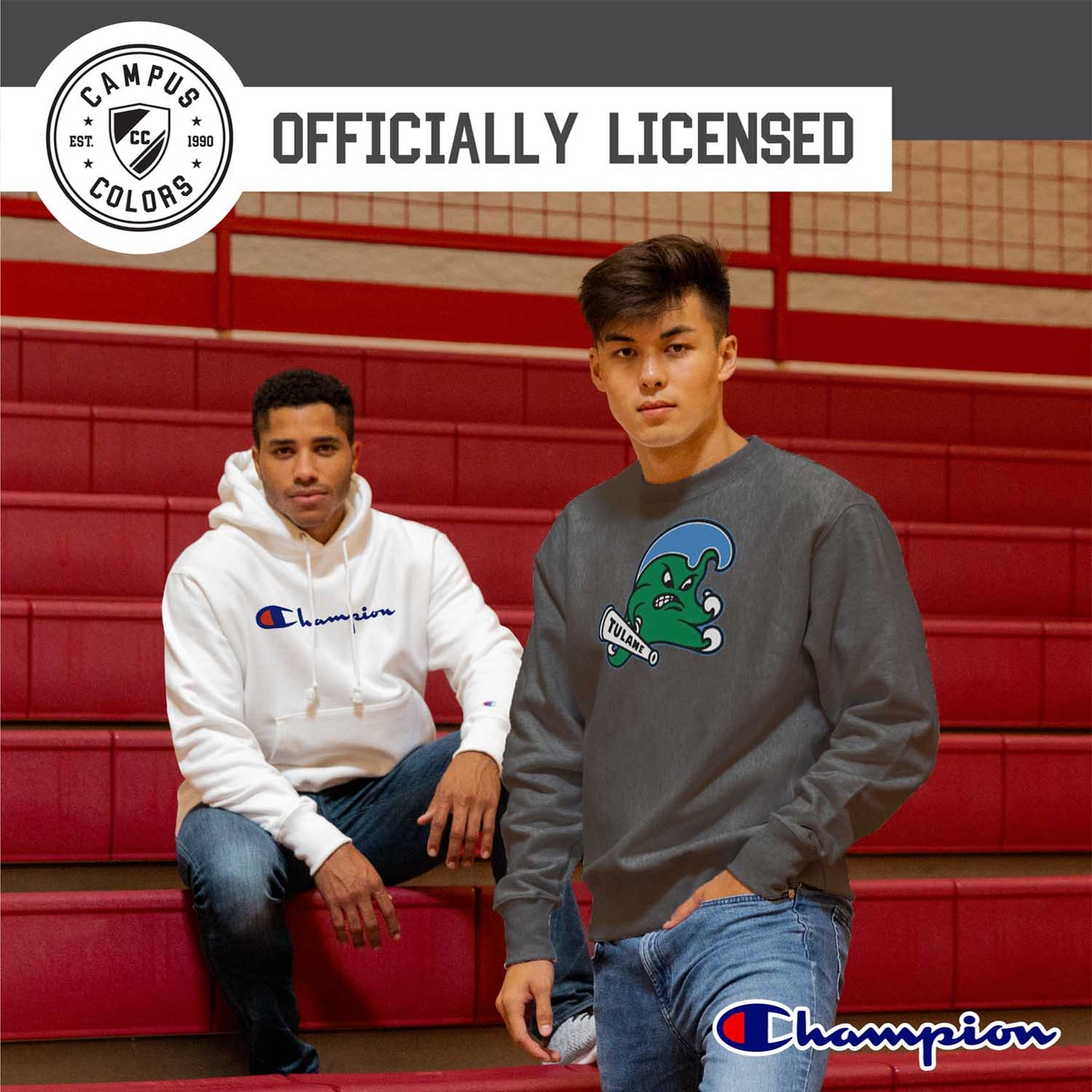 Tulane Green Wave Adult Mascot Fleece Crewneck - Charcoal