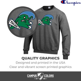 Tulane Green Wave Adult Mascot Fleece Crewneck - Charcoal
