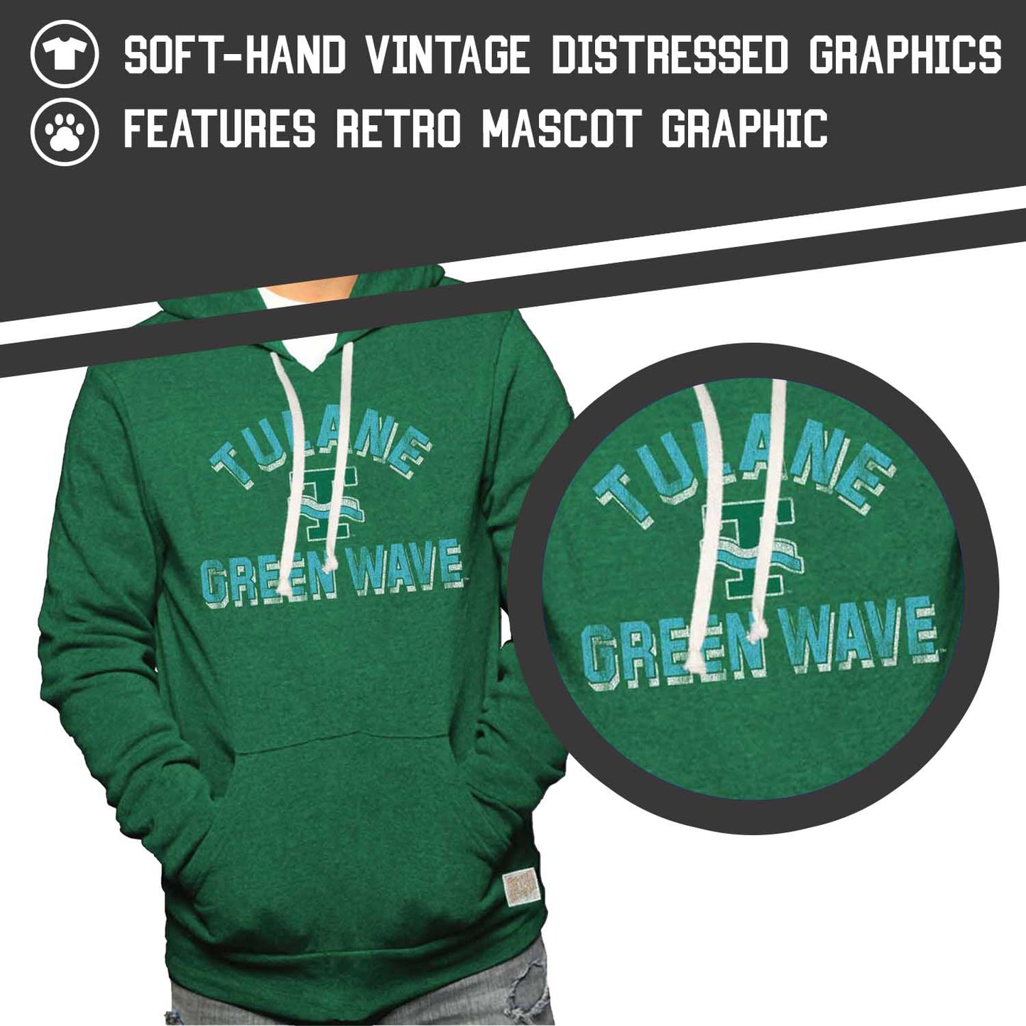 Tulane Green Wave Adult University Hoodie - Green