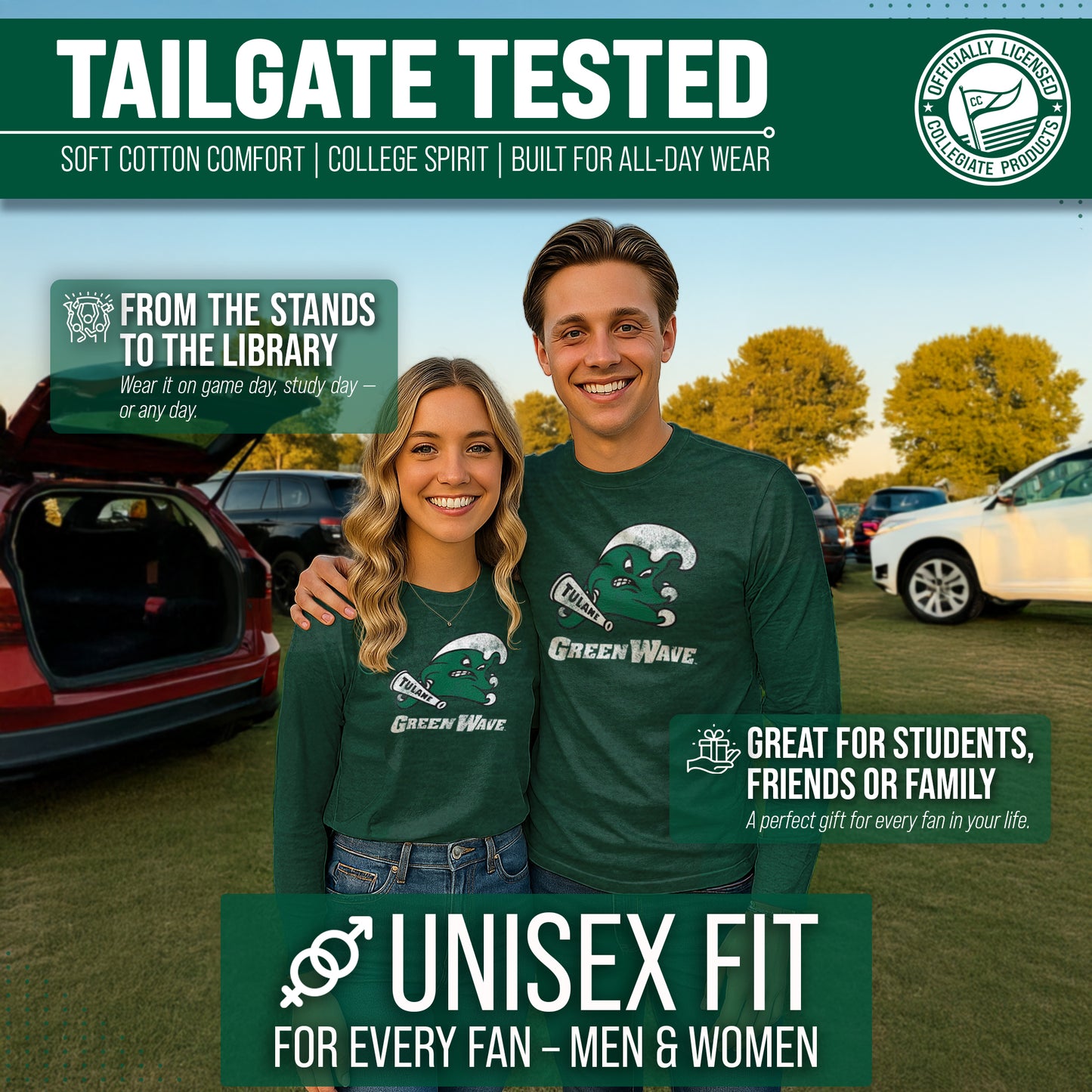 Tulane Green Wave NCAA MVP Adult Long-Sleeve Shirt - Green