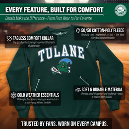 Tulane Green Wave Adult Arch & Logo Soft Style Gameday Crewneck Sweatshirt - Black