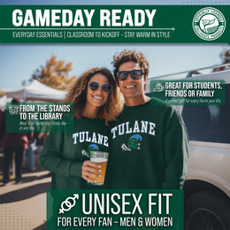 Tulane Green Wave Adult Arch & Logo Soft Style Gameday Crewneck Sweatshirt - Black