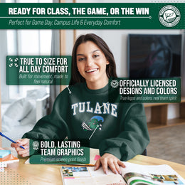 Tulane Green Wave Adult Arch & Logo Soft Style Gameday Crewneck Sweatshirt - Black
