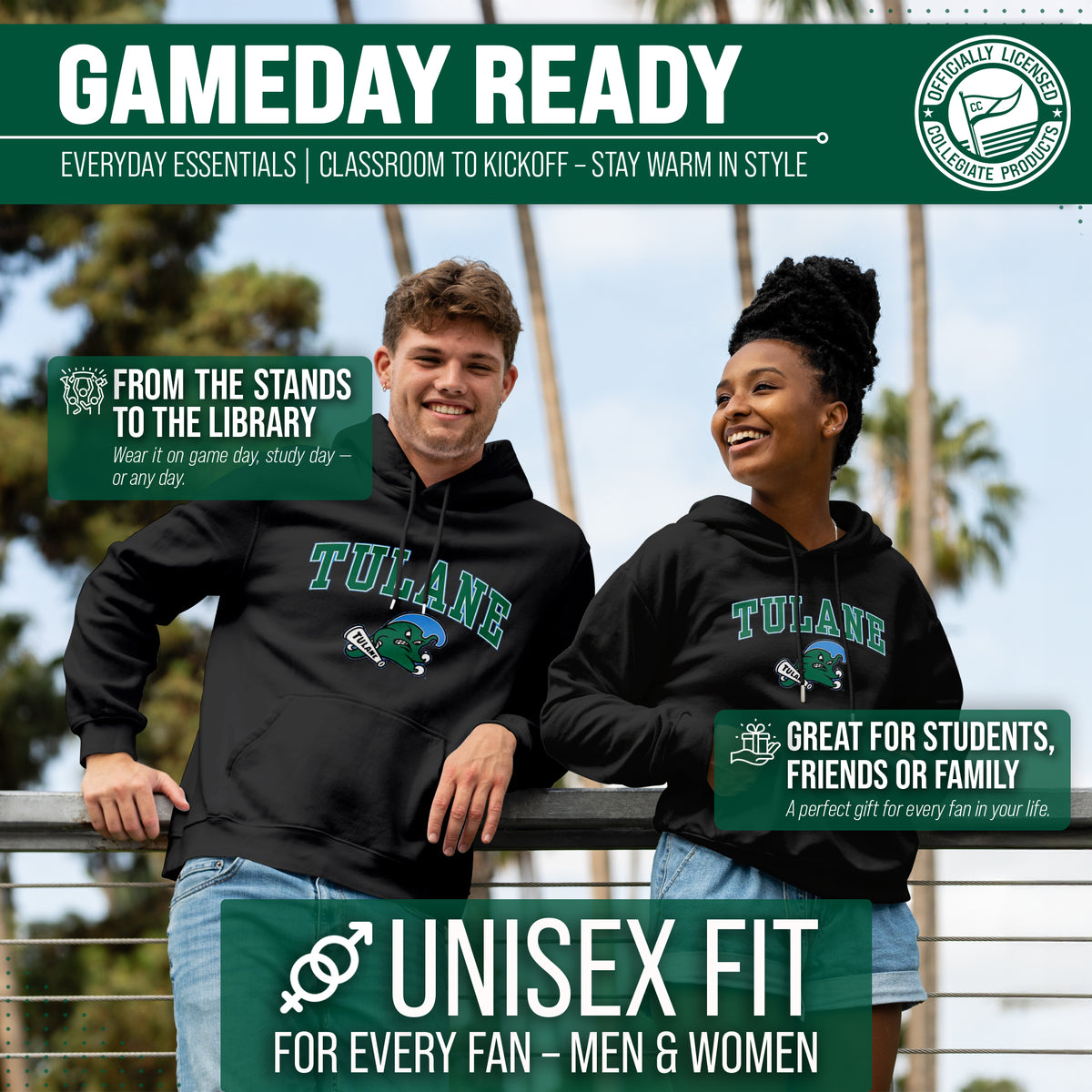 TUL Arch & Logo Gameday Hoodie - Black