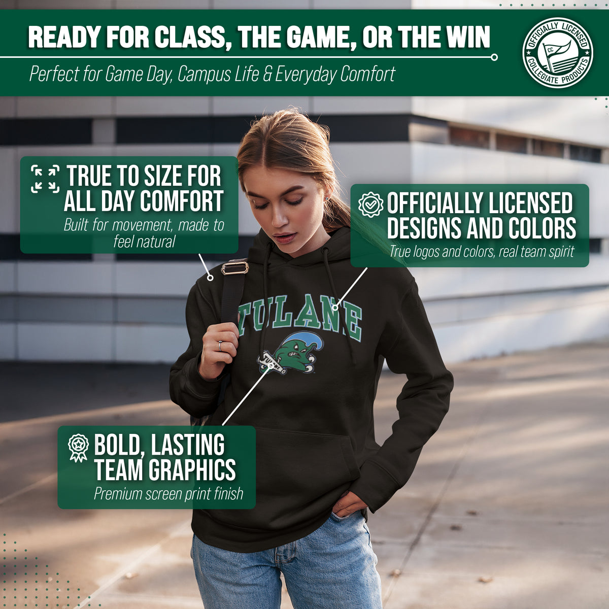 TUL Arch & Logo Gameday Hoodie - Black