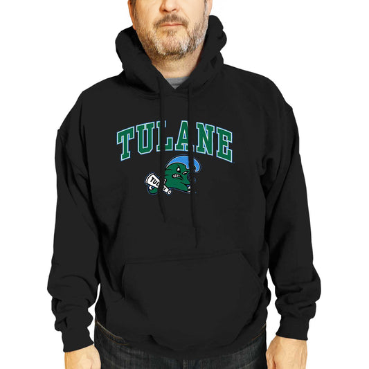 Tulane Green Wave Arch & Logo Gameday Hoodie NCAA Fleece Pullover - Black