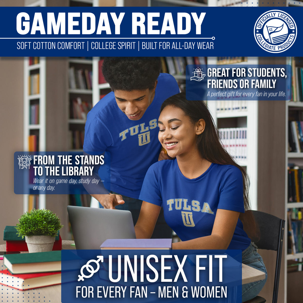 Tulsa Golden Hurricane Gameday Cotton T-Shirt for Men and Women