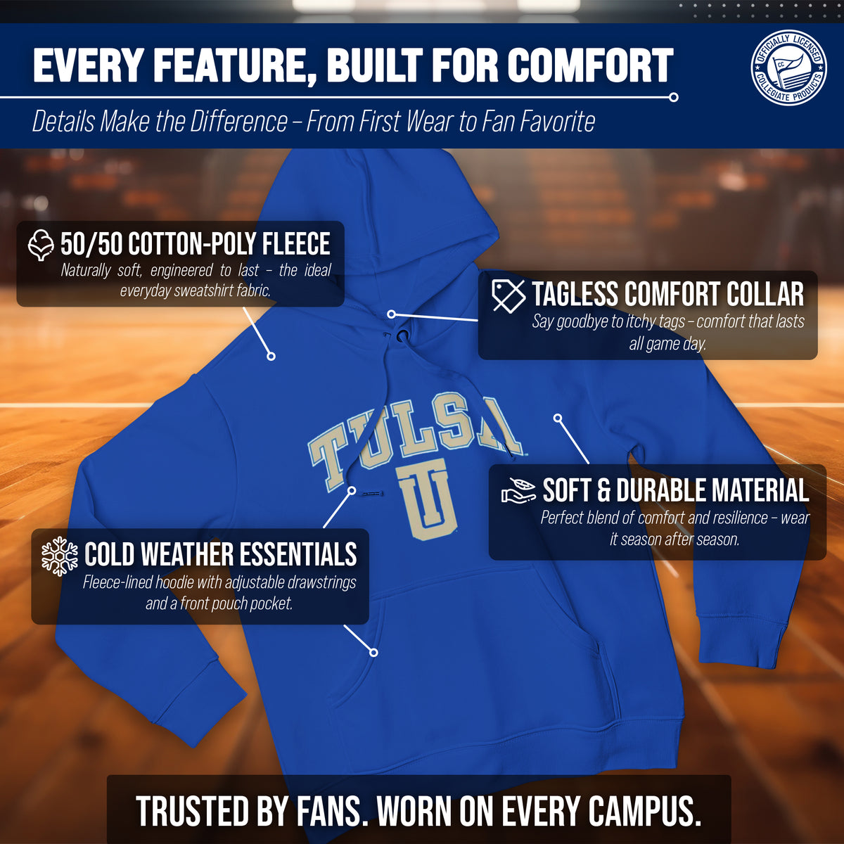 TULS Arch & Logo Gameday Hoodie - Royal