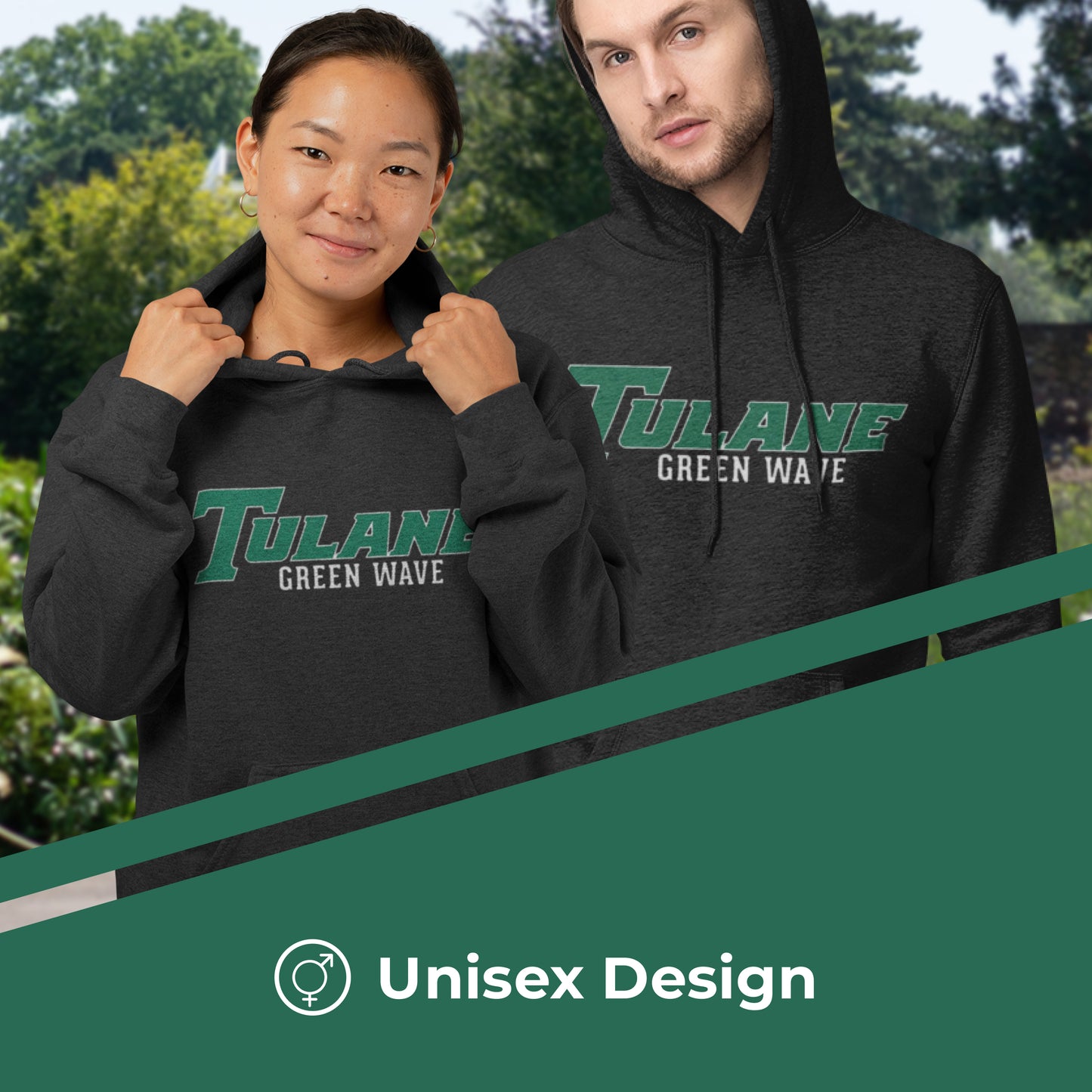Tulane Green Wave NCAA Adult Cotton Blend Charcoal Hooded Sweatshirt - Charcoal