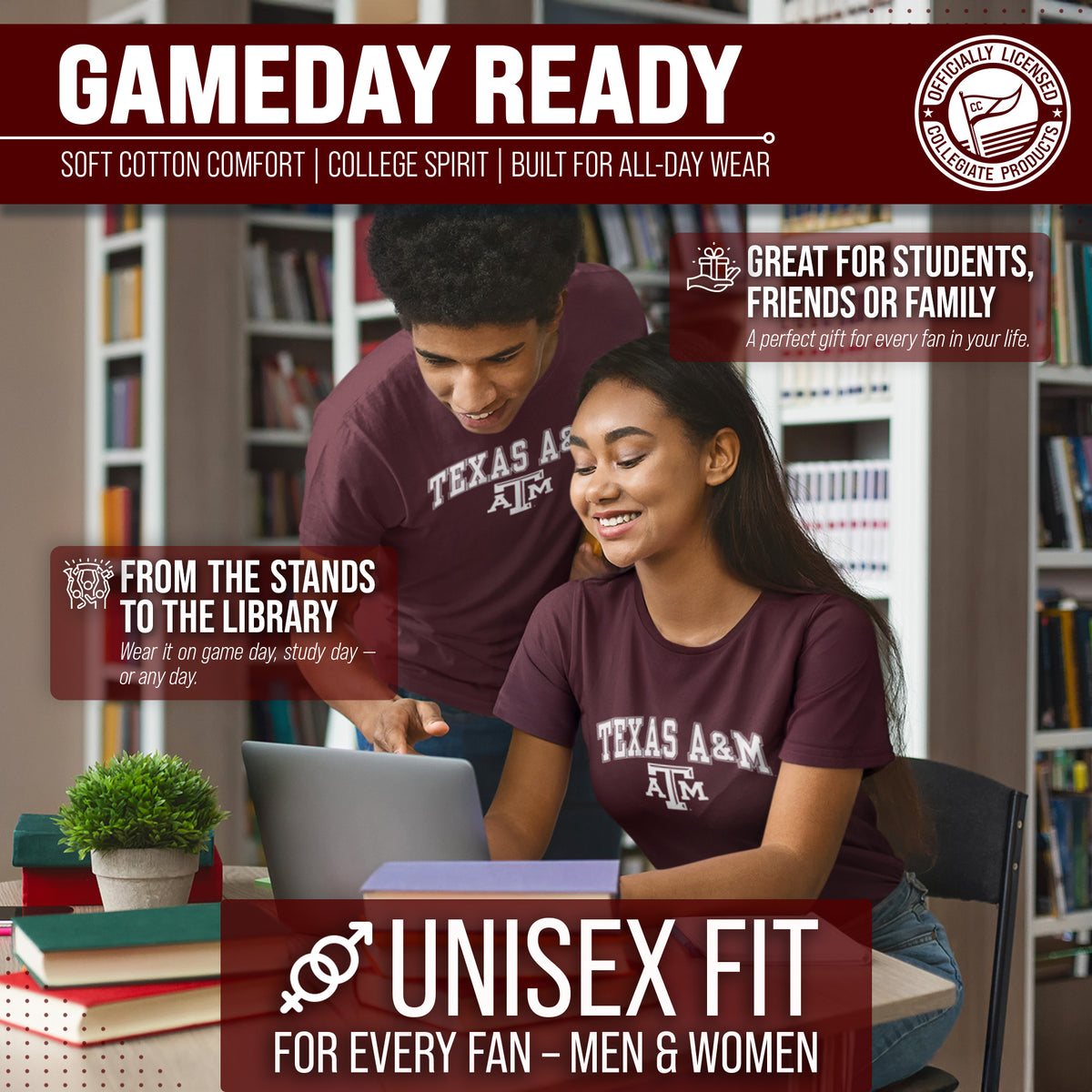 Texas A&M Aggies Gameday Cotton T-Shirt for Men and Women