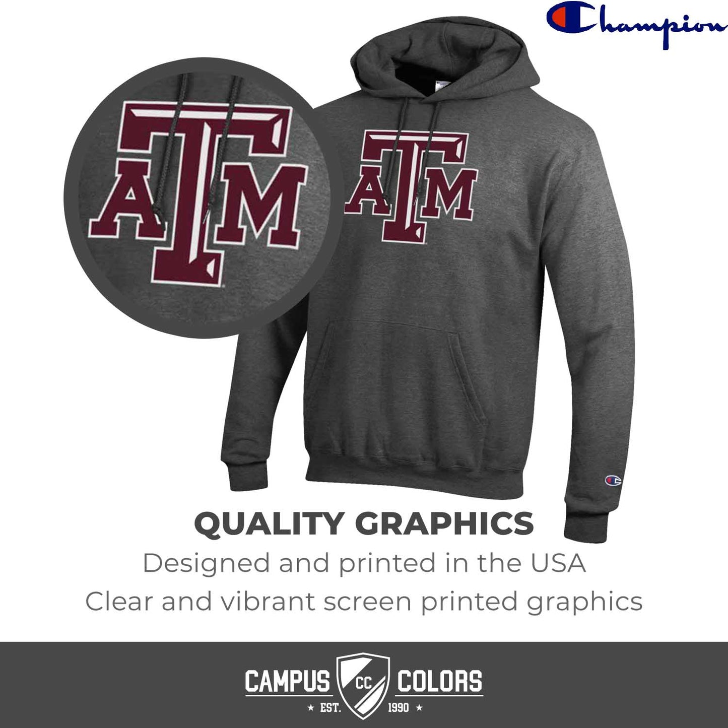 Texas A&M Aggies Adult Mascot Fleece Hooded Sweatshirt - Charcoal