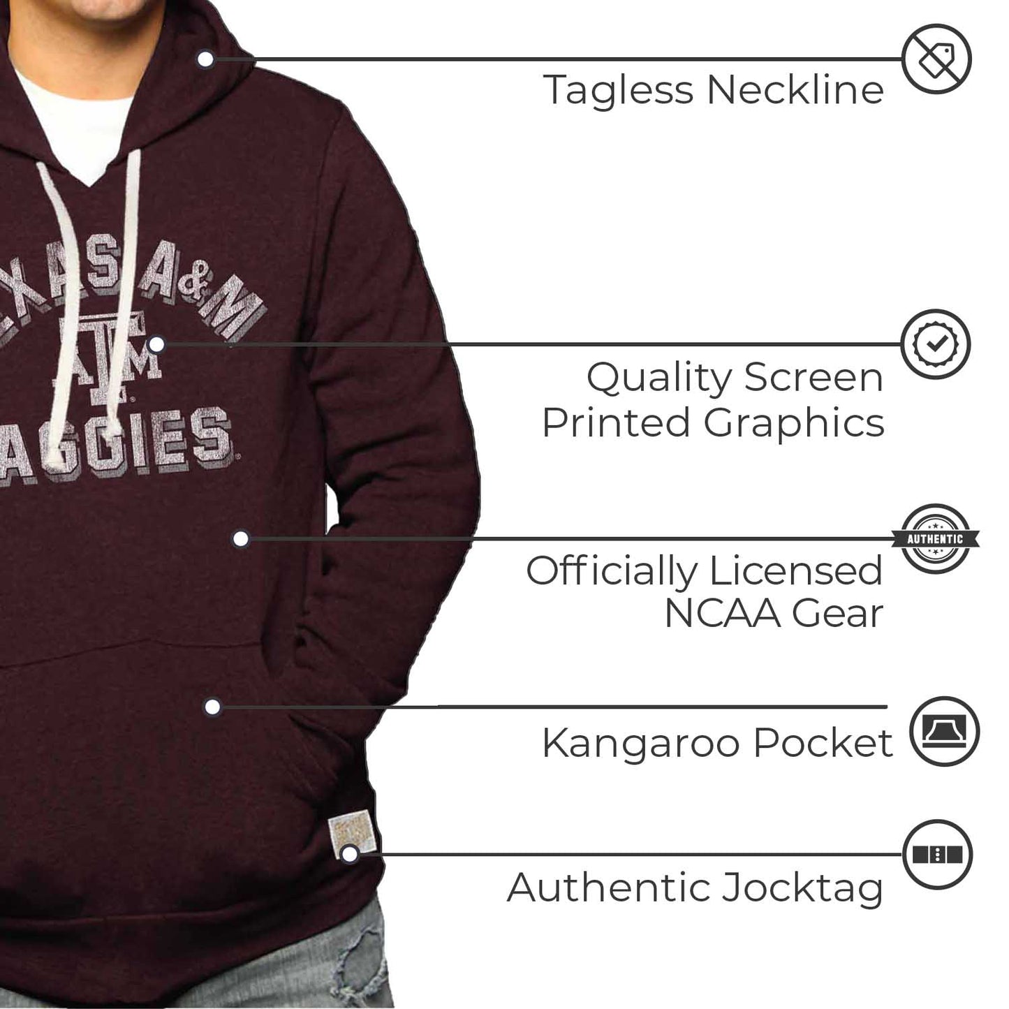 Texas A&M Aggies Adult University Hoodie - Maroon