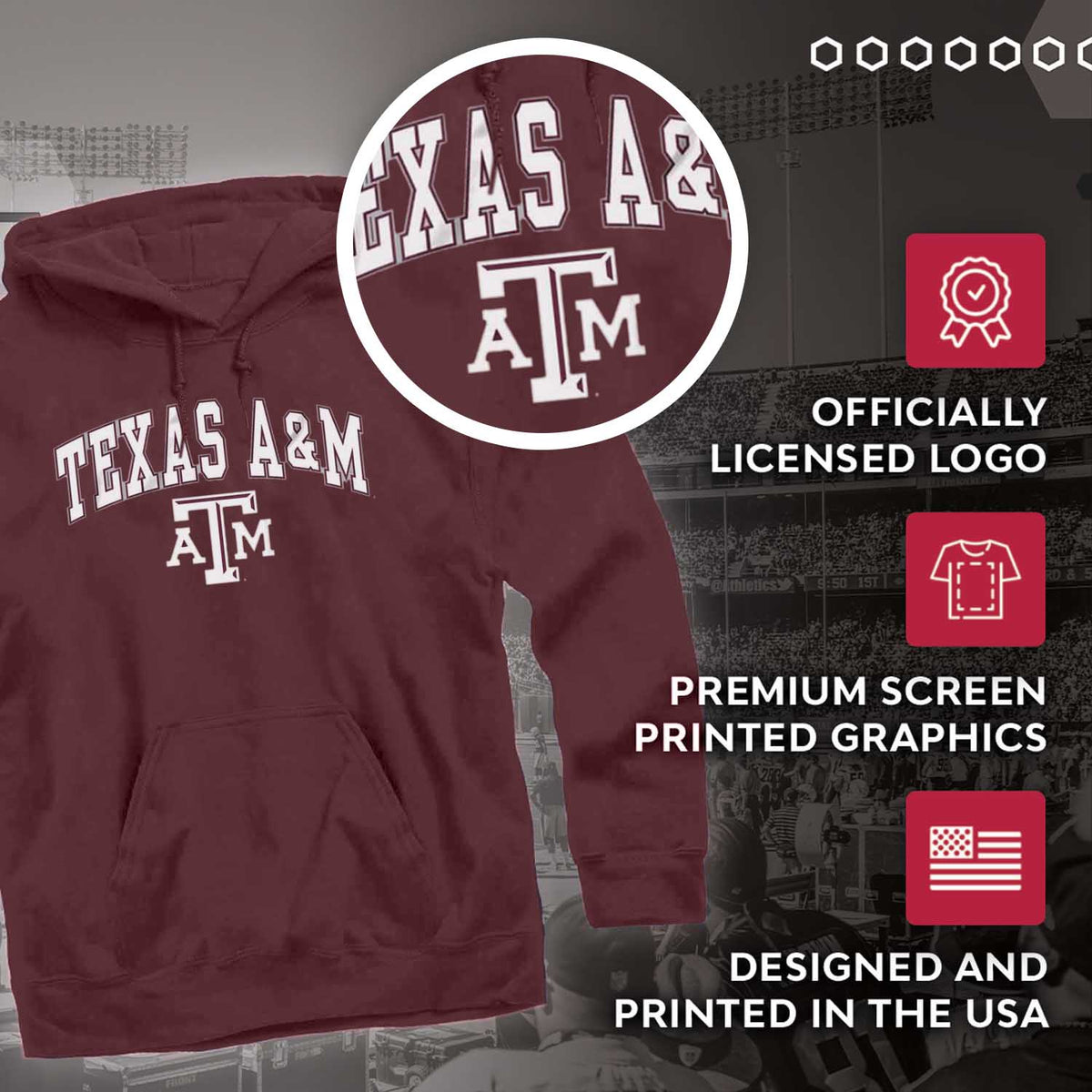 TXAM Arch & Logo Gameday Hoodie - Maroon