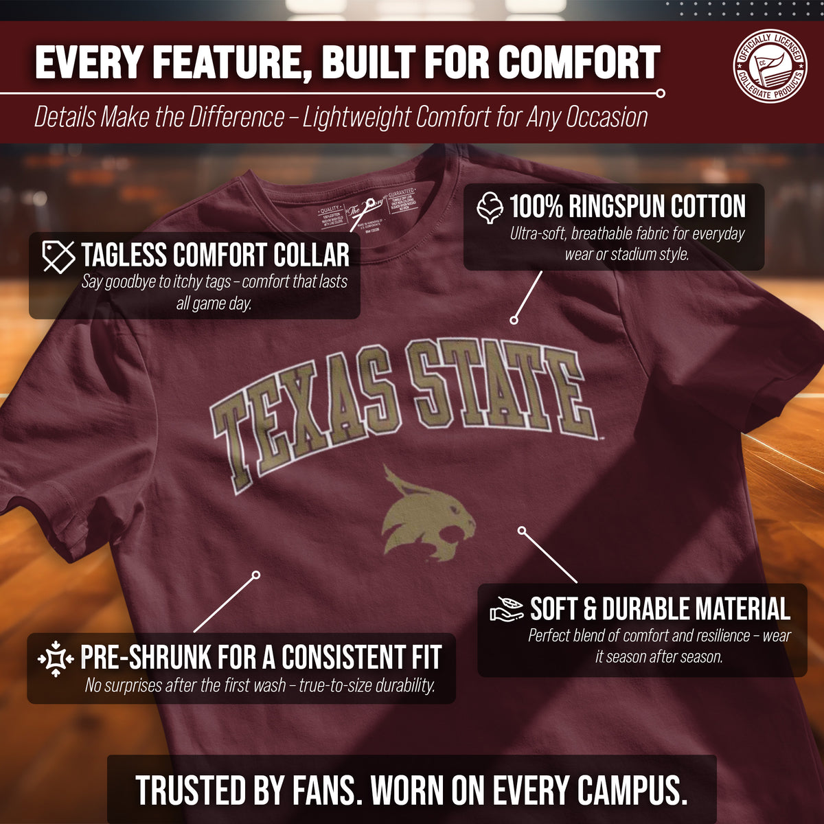 Texas State Bobcats Gameday Cotton T-Shirt for Men and Women
