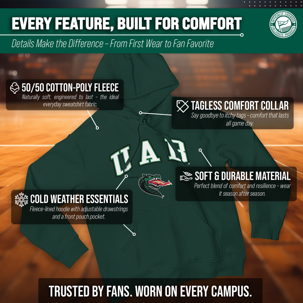 UAB Blazers Arch & Logo Gameday Hoodie - Green