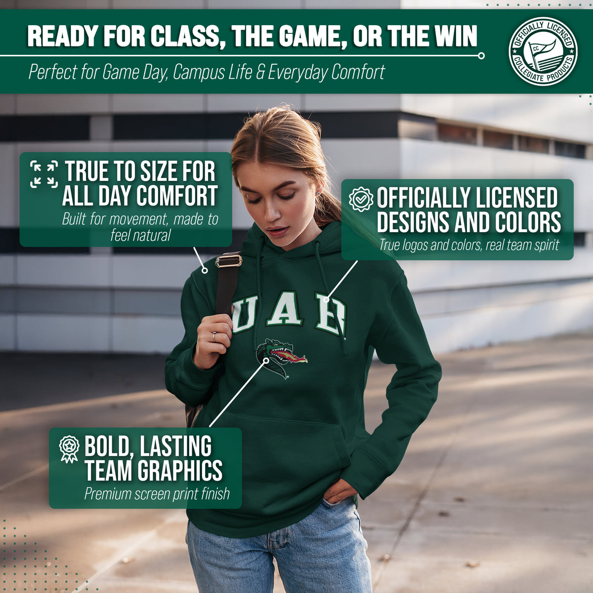UAB Blazers Arch & Logo Gameday Hoodie - Green