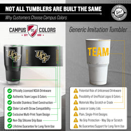 Central Florida Knights NCAA University 30oz Stainless Steel Vacuum Insulated Game Day Tumbler with Silicone Grip - Black