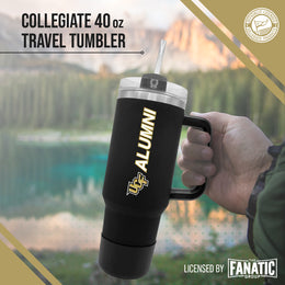 Central Florida Knights Collegiate 40oz Stainless Steel Travel Tumbler with Handle for Alumni - Black