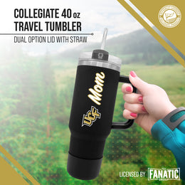 Central Florida Knights Collegiate 40oz Stainless Steel Travel Tumbler with Handle for Mom - Black