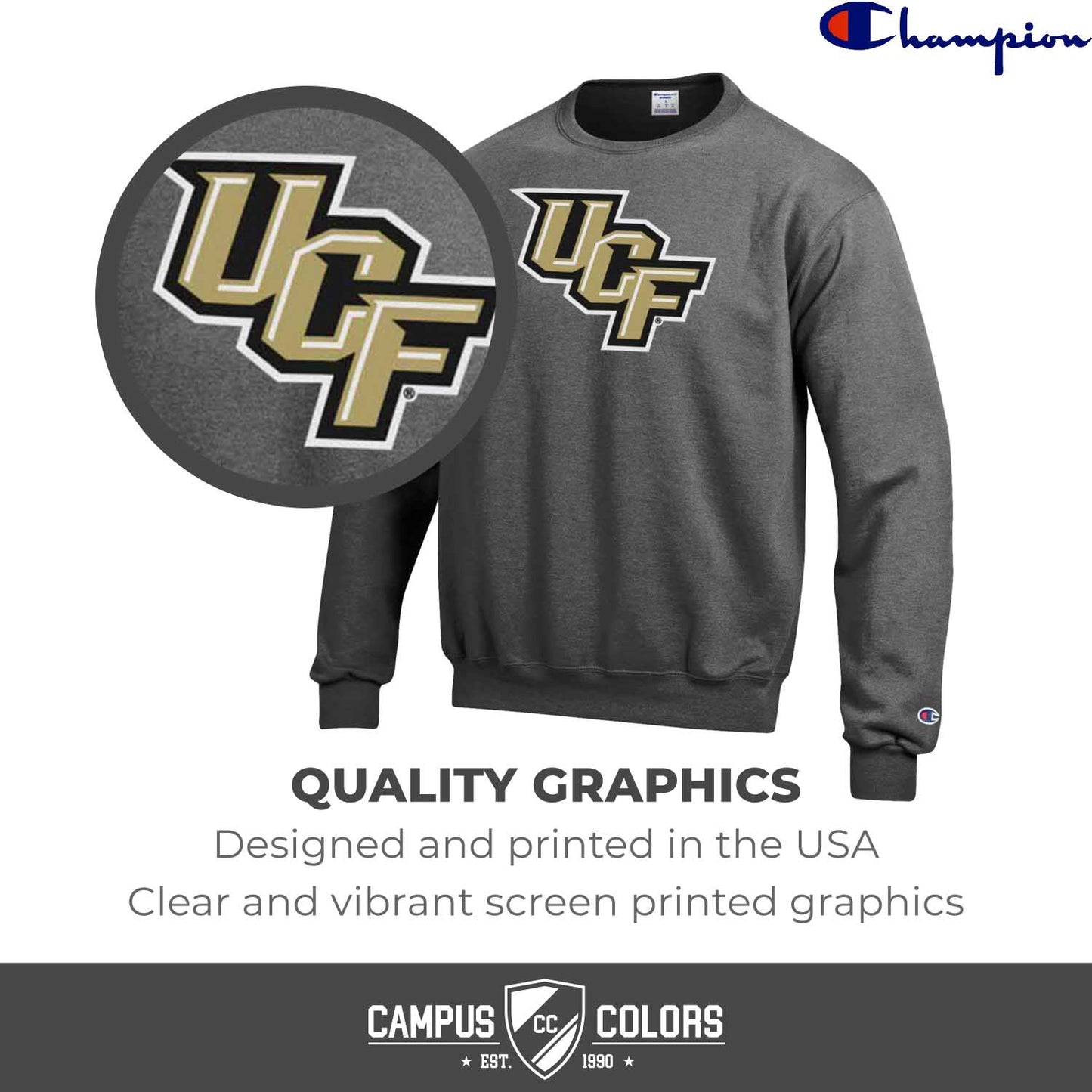 Central Florida Knights Adult Mascot Fleece Crewneck - Charcoal