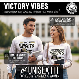 Central Florida Knights NCAA Adult Unisex Varsity Club Pennant Crewneck Fleece Sweatshirt - Off White