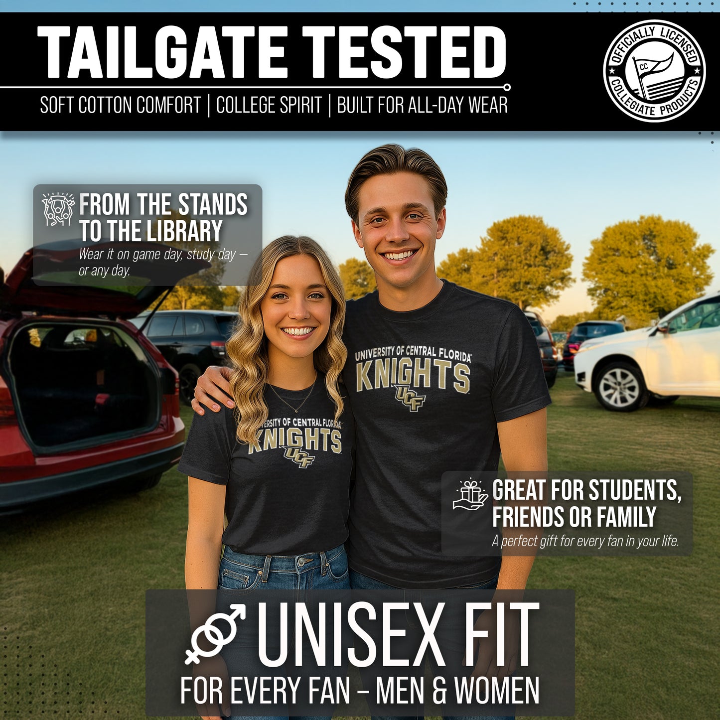 Central Florida Knights NCAA Adult Unisex Starting Fresh T-Shirt - Black Heather