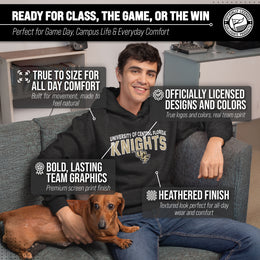 Central Florida Knights NCAA Adult Unisex Starting Fresh Heathered Hooded Fleece Sweatshirt - Black Heather