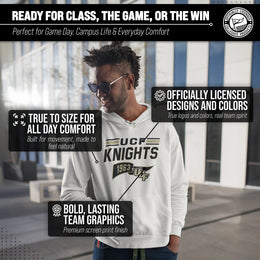 Central Florida Knights NCAA Adult Unisex Varsity Club Pennant Hooded Fleece Sweatshirt - Off White