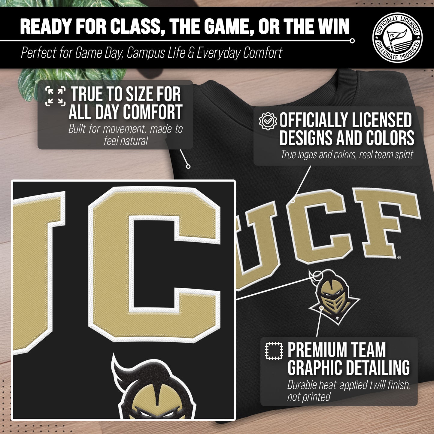 Central Florida Knights Adult Tackle Twill Crewneck - Black