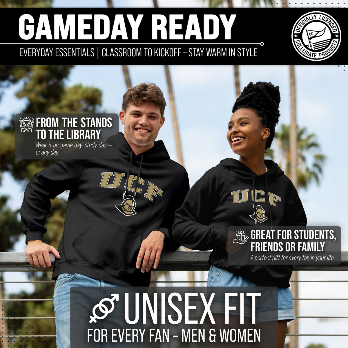 Central Florida Knights Arch & Logo Gameday Hoodie - Black