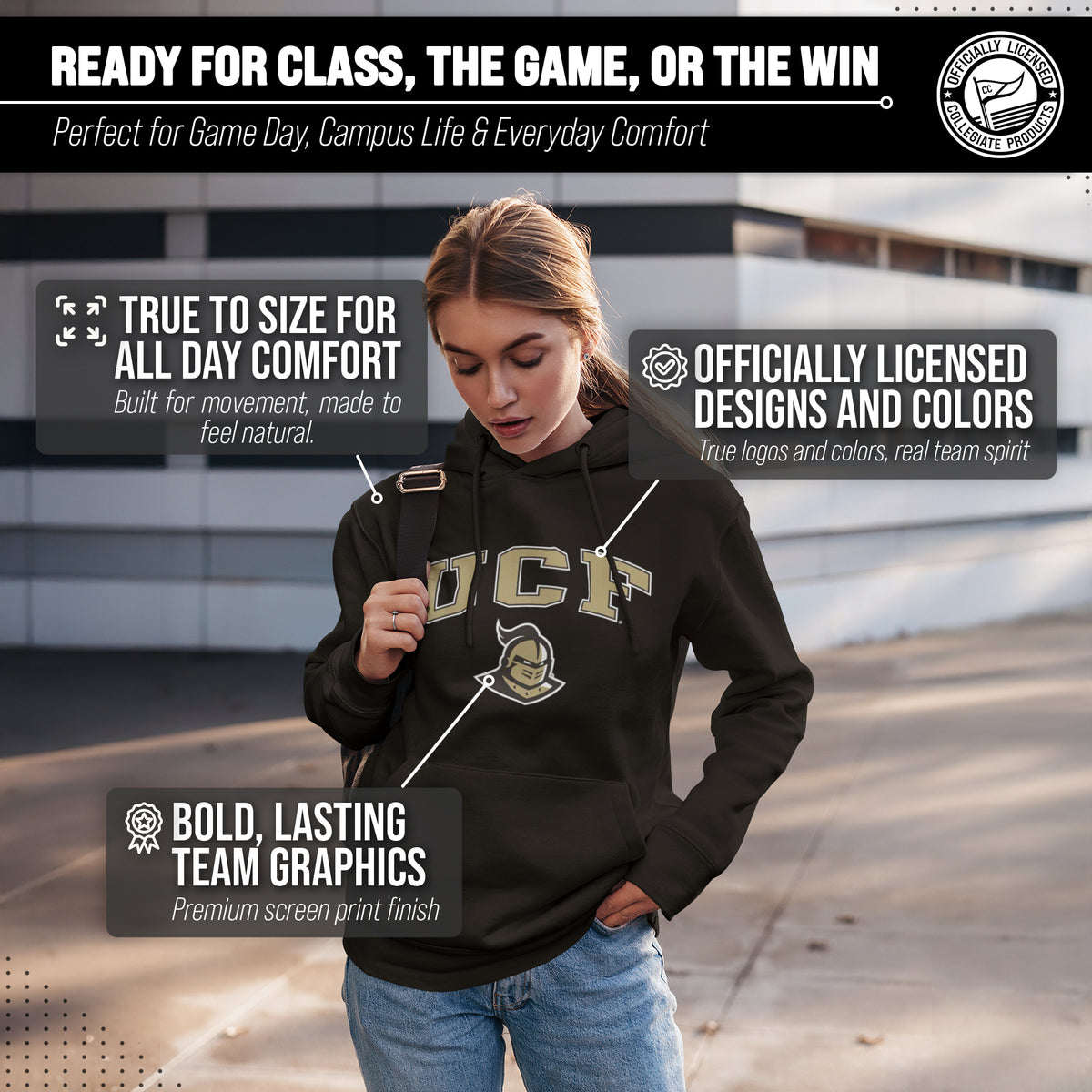 Central Florida Knights Arch & Logo Gameday Hoodie - Black