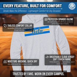 UCLA Bruins NCAA Unisex Scholarship Cloud Jersey Performance Hooded Long Sleeve Tee - Gray Heather