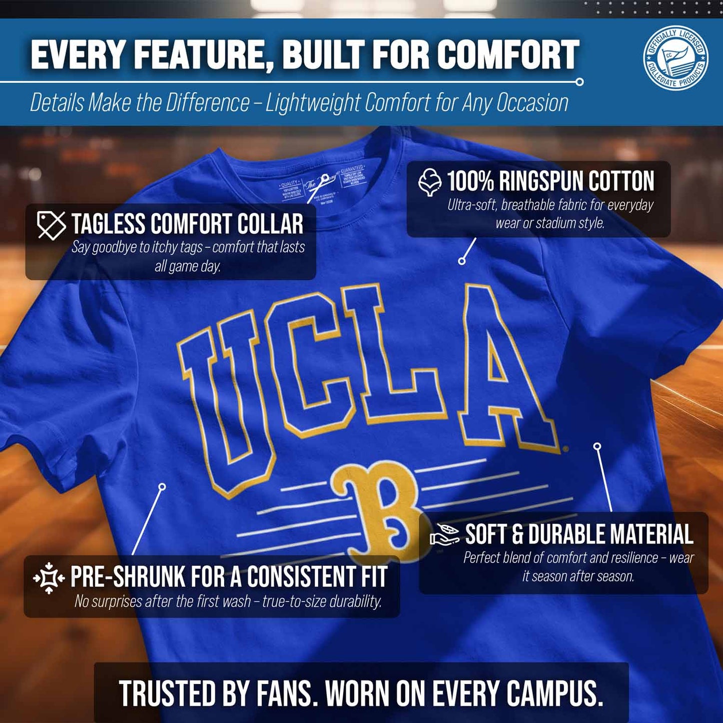 UCLA Bruins NCAA Adult Unisex Overtime Classics T-Shirt - Blue