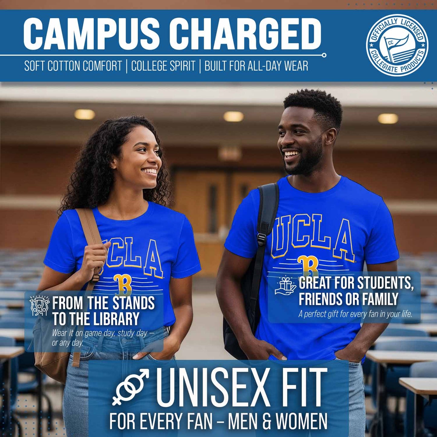 UCLA Bruins NCAA Adult Unisex Overtime Classics T-Shirt - Blue