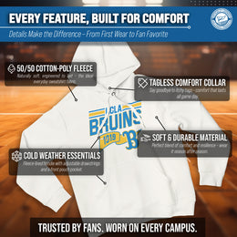 UCLA Bruins NCAA Adult Unisex Varsity Club Pennant Hooded Fleece Sweatshirt - Off White
