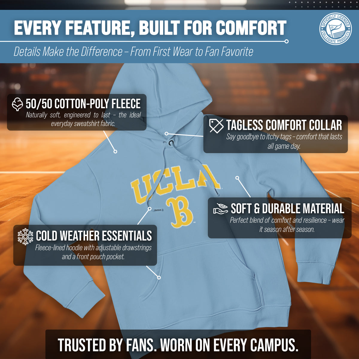 UCLA Bruins Arch & Logo Gameday Hoodie - Light Blue