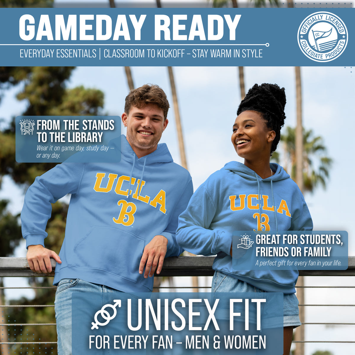 UCLA Bruins Arch & Logo Gameday Hoodie - Light Blue