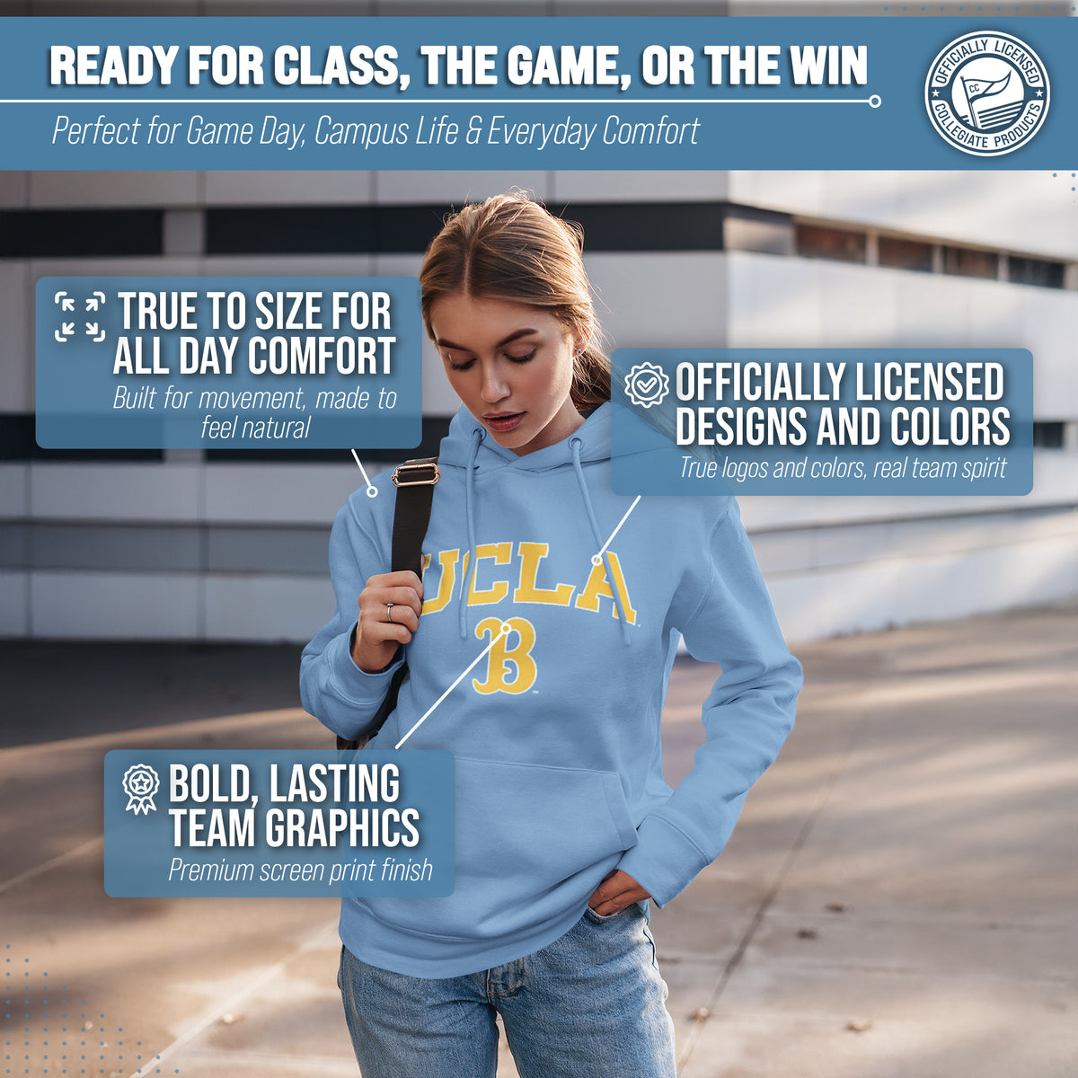 UCLA Bruins Arch & Logo Gameday Hoodie - Light Blue