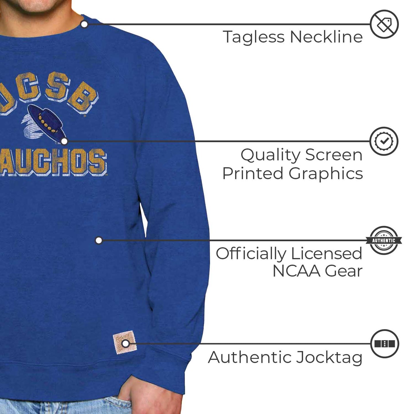 UCSB Gauchos Adult University Crewneck - Royal