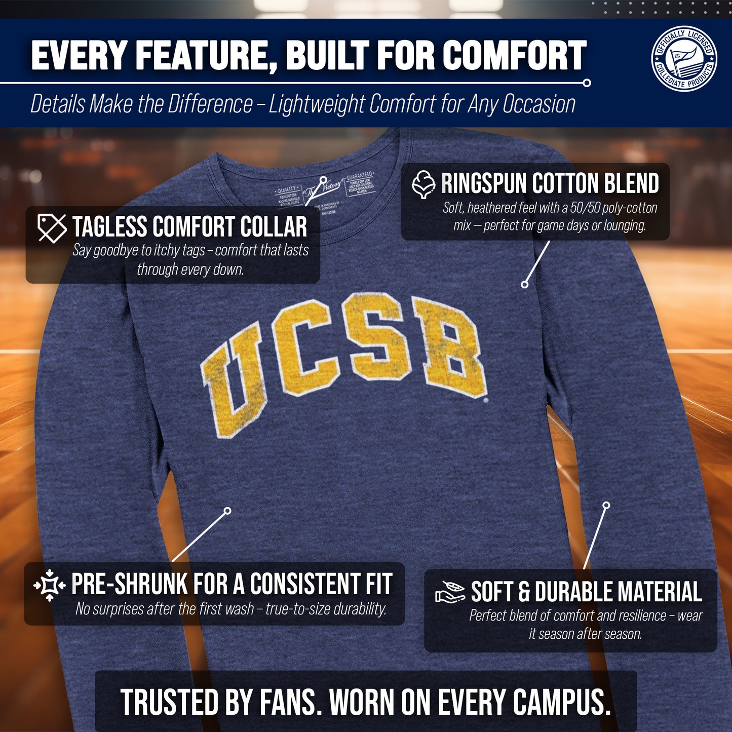 UCSB Gauchos NCAA MVP Adult Long-Sleeve Shirt - Navy