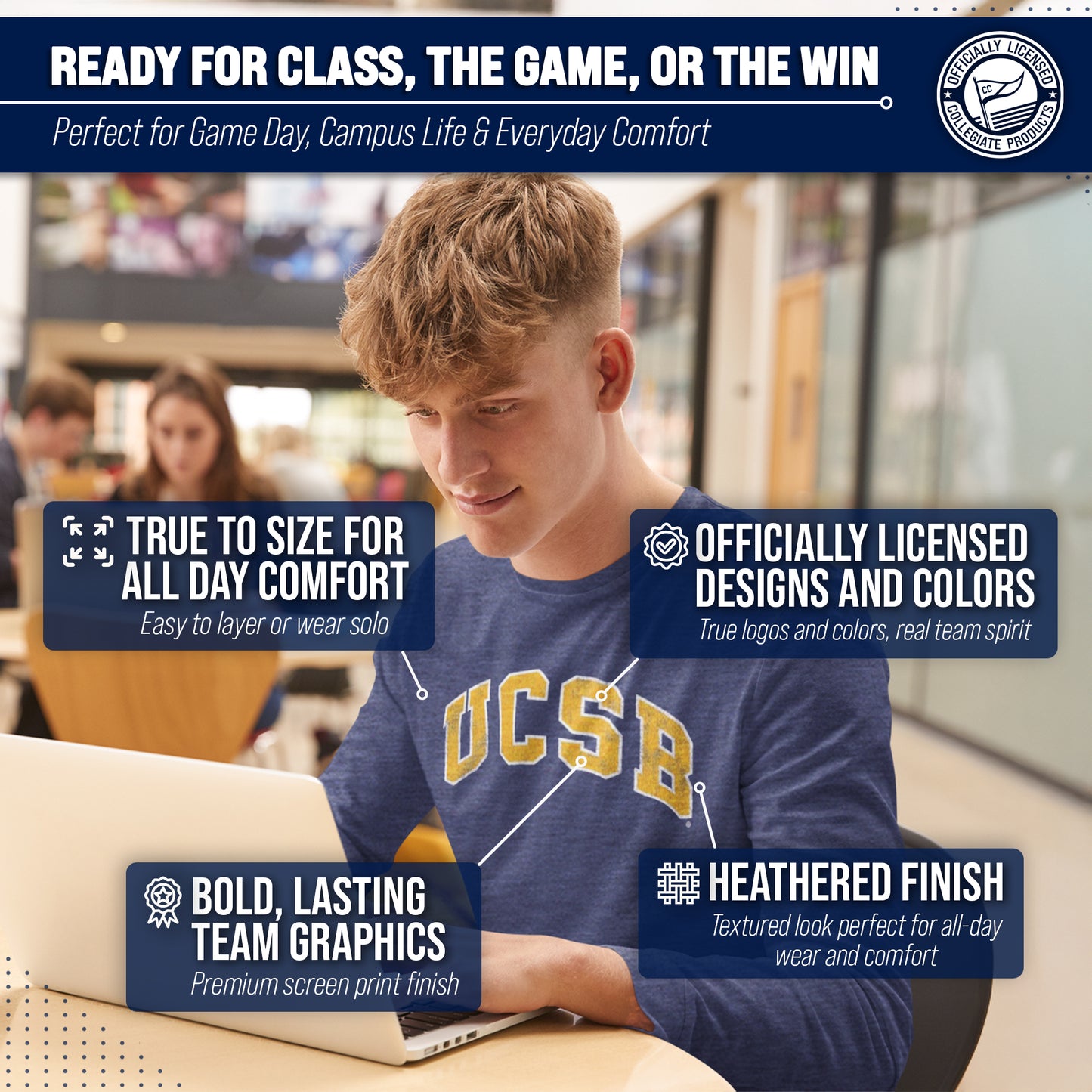 UCSB Gauchos NCAA MVP Adult Long-Sleeve Shirt - Navy