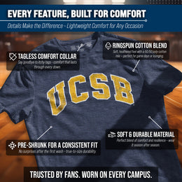 UCSB Gauchos Adult MVP Heathered Cotton Blend T-Shirt - Navy