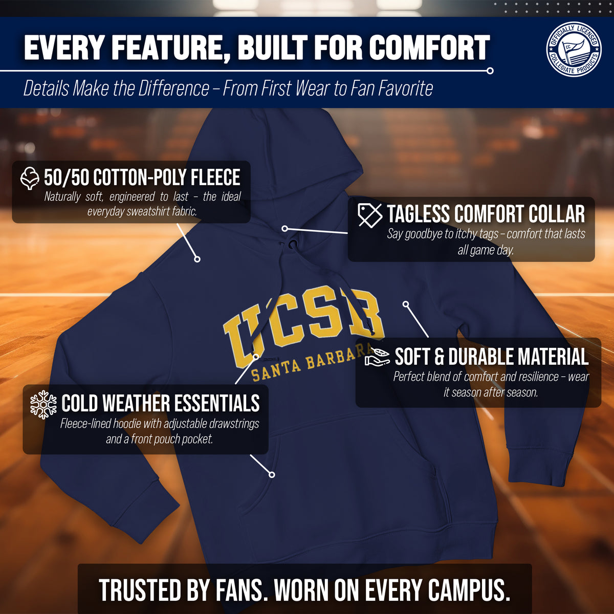 UCSB Gauchos Arch & Logo Gameday Hoodie - Navy