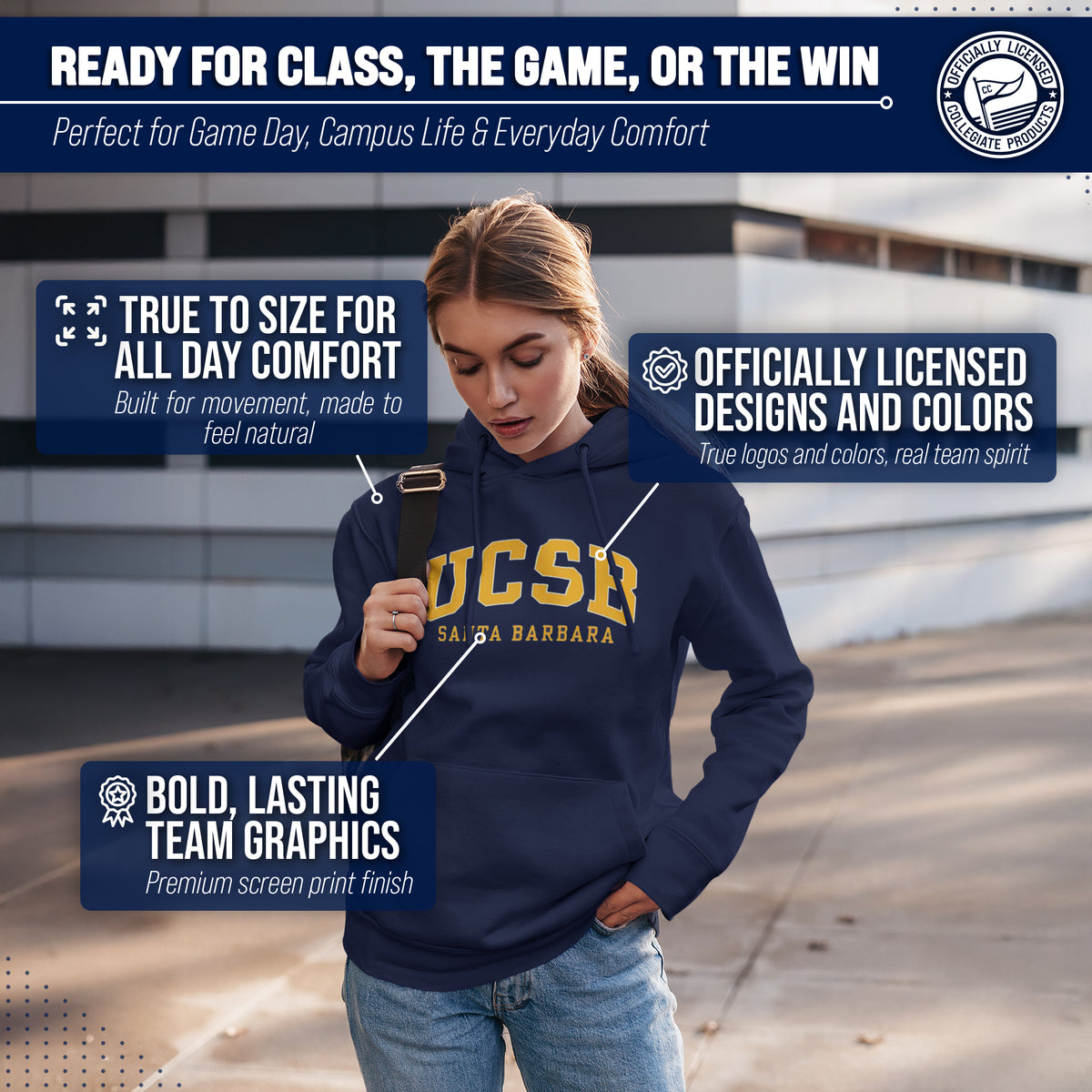 UCSB Gauchos Arch & Logo Gameday Hoodie - Navy
