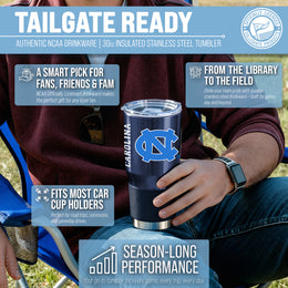 North Carolina Tar Heels NCAA University 30oz Stainless Steel Vacuum Insulated Game Day Tumbler with Silicone Grip - Navy