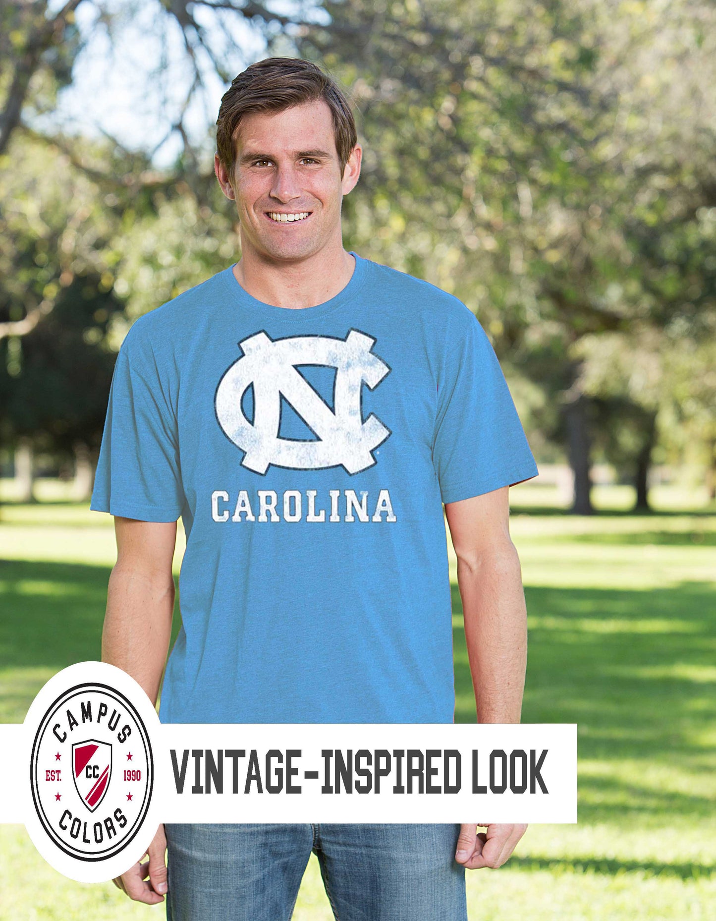 North Carolina Tar Heels Adult MVP Heathered Cotton Blend T-Shirt - Carolina Blue