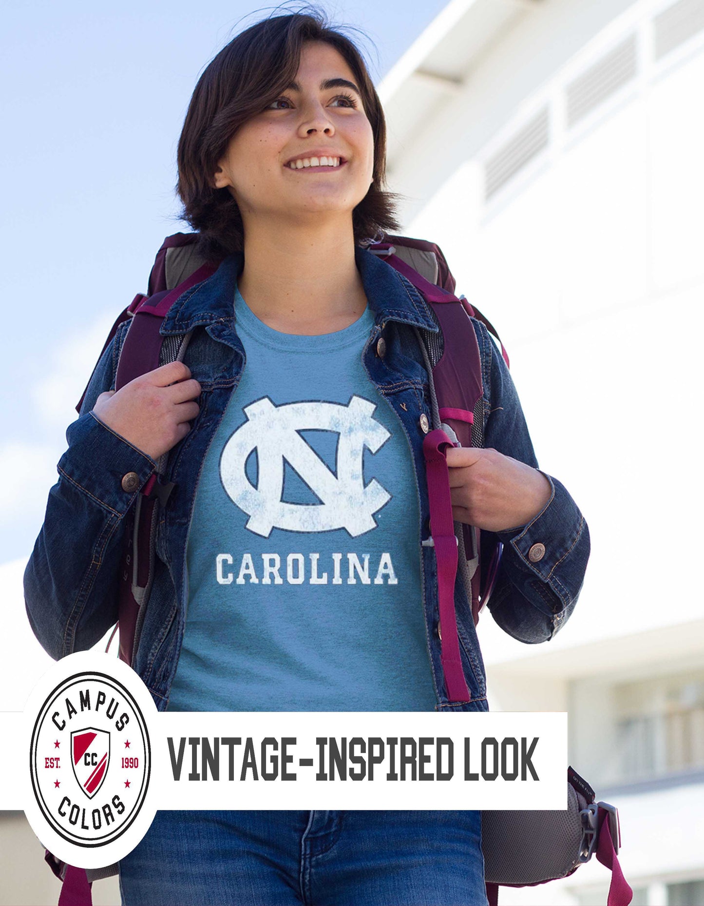 North Carolina Tar Heels Adult MVP Heathered Cotton Blend T-Shirt - Carolina Blue
