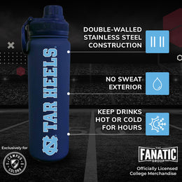 North Carolina Tar Heels Stainless Steel Vacuum Sealed Sport College Water Bottle - Navy