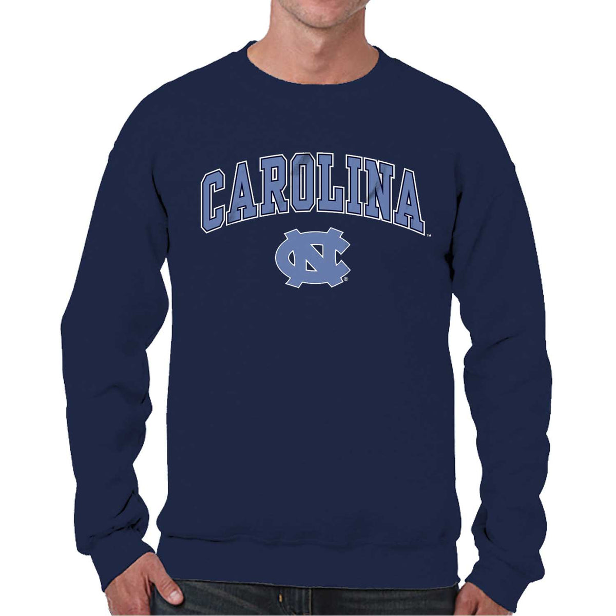 North Carolina Tar Heels Adult Arch & Logo Soft Style Gameday Crewneck Sweatshirt - Navy